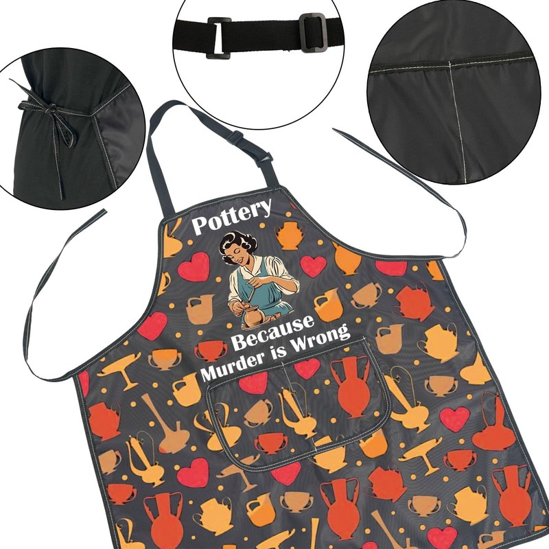 Pottery Lover Gift Pottery Because Murder is Wrong Apron Ceramics