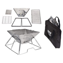 Quick Grill Medium: Original Folding Charcoal BBQ Grill Made from Stainless Steel/Carrying Bag for Backpacking Included /