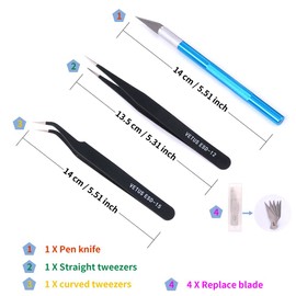 Swpeet 9Pcs Compatible for Gundam Modeler Basic Tools, Perfect Replacement for Gundam Model Tools Kit Building Beginner Hobby Model Assemble Building With Duty Plastic Container