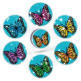 6 Pack Diamond Painting Coasters with Transparent Stand DIY Coaster Diamond Painting Art Kits Non-Slip Coaster for Beginners