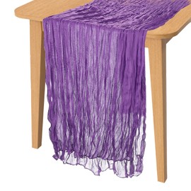 PATIKIL 14 Ft Cheesecloth Table Runner Rustic Gauze Terracotta Cheese Cloth Table Runner with Wrinkled for Bohemian Wedding Party Bridal Shower Table Decoration, Dark Purple