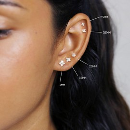 ZHESHY 5 Pairs of Earrings 925 Silver Set Stud Earrings Gold Women's 14K Gold-Plated 925 Sterling Silver Stud Small Freshwater Pearls Round Zirconia Waterproof Hypoallergenic Earrings Multiple Ear