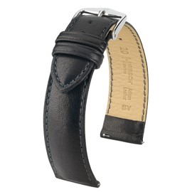 HIRSCH Merino 20mm Long Black Leather Watch Strap 01206050-2-20