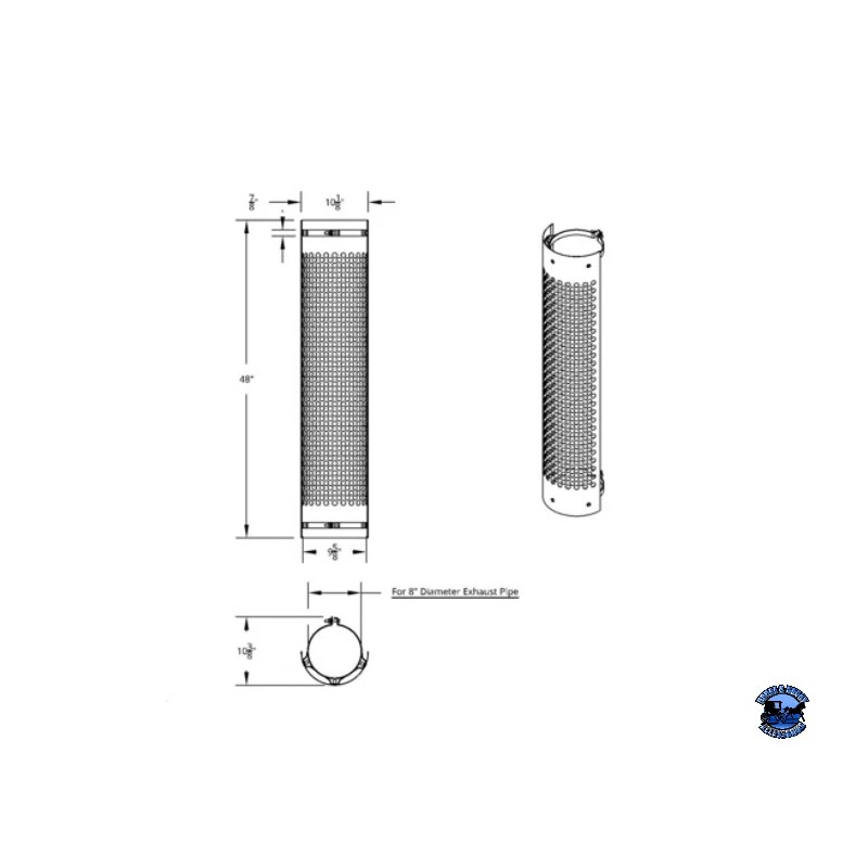 UNITED PACIFIC 48" TALL 180 DEGREE STAINLESS EXHAUST MUFFLER SHIELD