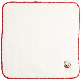 No-twist Pile Hand Towel with Cute Embroidered Dog (Pug)