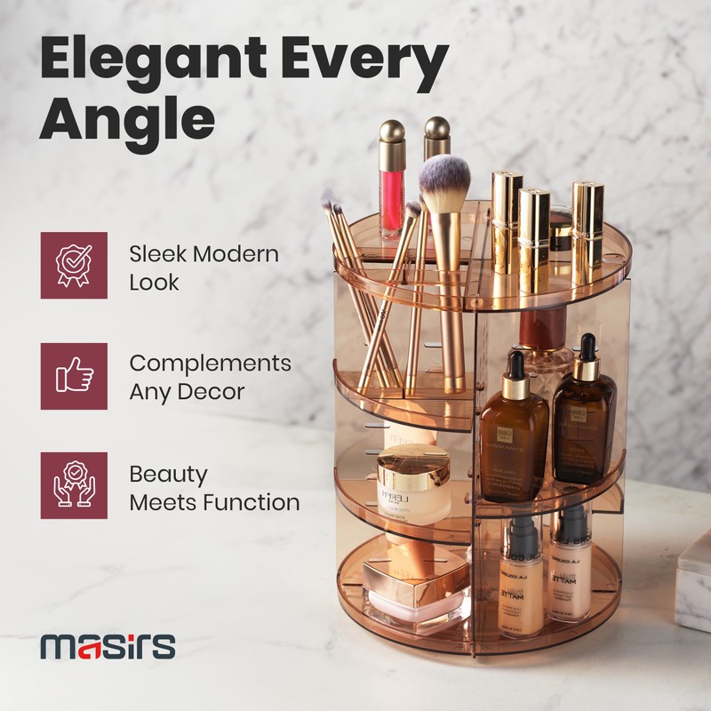360 Rotating Makeup Organizer - Adjustable Shelf Height and Fully