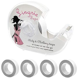 Body Tape 5 Rolls,Fashion Body Tape Clear Fabric Double Sided Clothing Tape with Dispenser for Clothes Dress and Bra,Transparent Clear Color for All Skin Shades,82 Feet