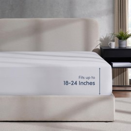 Nestl Bedding 21" Deep Pocket Fitted Sheet – 1800 Deep Pocket Bed Sheet – Hotel Luxury Double Brushed Microfiber Sheets – Deep Pocket Fitted Sheet - Full/White