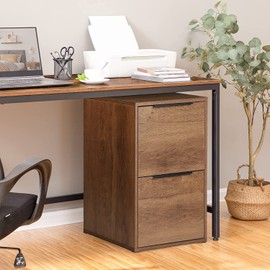 LUCYPAL Wood Filing Cabinet,2 Drawer Wood File Cabinets for Home Office,Vertical Small File Cabinet with Hanging Bars for Letter Size, Brown, Assemble Required