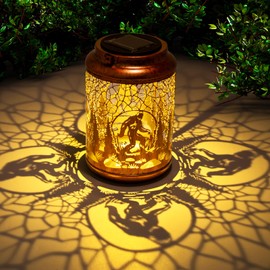 YISITEONE Bigfoot Outdoor Solar Lanterns, Garden Waterproof Metal Hanging Decor Lights for Patio Yard Pathway Lawn Front Porch, Big Foot Sasquatch Birthday Gardening Gifts for Men Women Mom Grandma