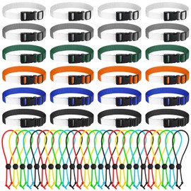 Lineshading 49 Pcs Laundry Strap Sock Clips Set Includes 24 Pcs Laundry Strap with Buckle and 25 Pcs Sock Clips for Laundry Nylon Strap Sock Organizer Accessories Tools for Washing Machine and Dryer