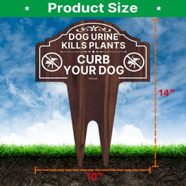 Curb Your Dog Yard Sign, Dog Urine Kills Plants Garden Plaque 14" x 10" Keep Your Dog Off My Lawn Sign, Rust Free Aluminum No Peeing Dog Sign, UV Protected, Easy Mounting, Outdoor Use, 1 Pack