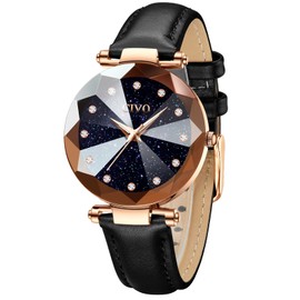 CIVO Womens Watches Set Designer Starry Sky Leather Strap Ladies Watch Analogue Waterproof Elegant Classic Dress Casual Wrist Watches for Woman