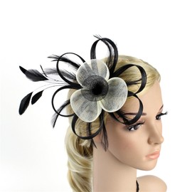 Flapper Headband Roaring 20s Headpieces Flapper Accessory Fascinators for Women Great Gatsby 1920s Headbands Vintage Headpiece Hair Clip C53-Black White
