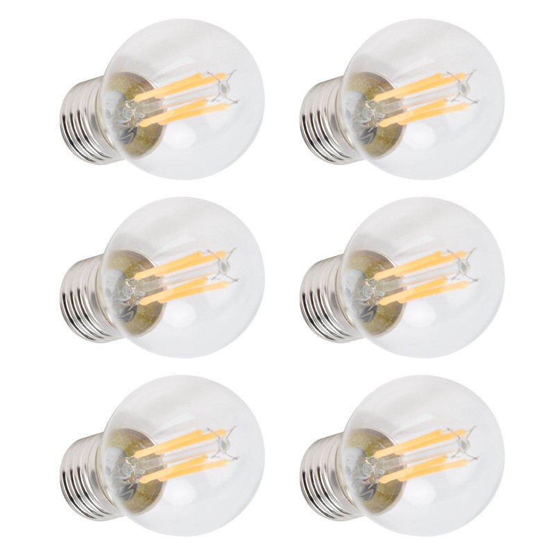 6PCS G45 E27 LED Light Bulb Transparent Glass Bulb Vintage
