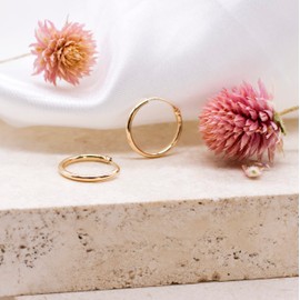 Carissima Gold Women's 9 ct Yellow Gold 1.5 mm Sleeper Hoop Earrings, 15 mm