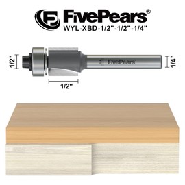 FivePears Flush Trim Router Bits 1/4 Inch Shank, 1/2 Inch Cutting Diameter, 1/2 Inch Cutting Length, Bottom Bearing Flush Straight Cut Trim Router Bit for Woodworking.