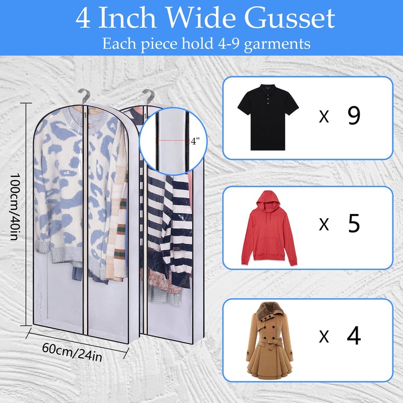 Garment bags Suit cover bags for hanging clothes 100cm, Moth