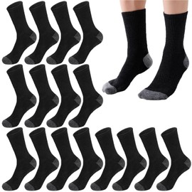 Jnamkieyo 8 Pairs Crew Athletic Socks for Men Moisture Wicking Cushion Crew Socks for Sport Running Traveling (US, Alpha, One Size, Regular, Regular, Black)