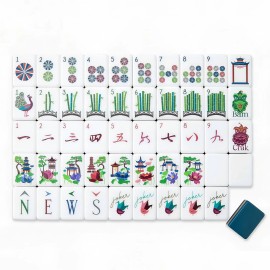 Beach Supplies New Mini Travel 4 Layer Engraved Eco Acrylic Luxury Wood Grain 160 Set America Mahjong TilesColor: Navy Blue Gatsby