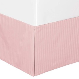 Royal Tradition Damask Striped 300-Thread-Count, 100-Percent Cotton King Pleated Tailored, 15-Inch Drop, Split Corners Bed Skirt, Blush