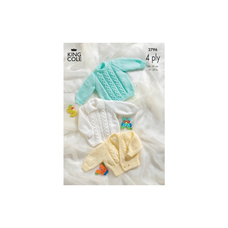 King Cole 4 Ply Knitting Pattern Kids Cable Knit Jacket