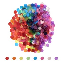 SUTIMSHE 1000 Pcs of 3/4 inch Transparent 8 Color Bingo Counting Chips Plastic Markers for Bingo Games, Math Counters,Classroom,Fun Family Game Night, Large Group Games