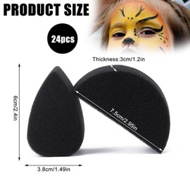 NICENEEDED 12 Stück Blütenblatt Schminkschwamm Schwarze Schwämme Für Gesichtsbemalung Und Körperbemalung Halbrunde Applikatorkeile