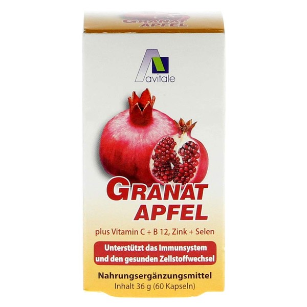 Avitale Pomegranate 500 mg plus Vit.C + B12 + Zinc + Selenium Pack of 60 (1 x 36 g)