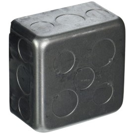 Hubbell-Raco 239 4 in. Square Plenum Box, Eleven 1/2 and Five 3/4 in. Knockouts, Drawn, 2-1/8 in. Deep, Gray