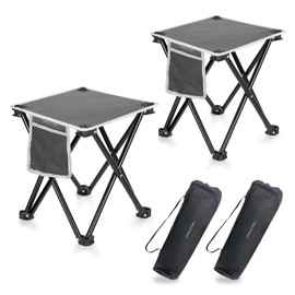 TRIPLE TREE 2 Pack Camping Stool, Grey, 13.8 Inch Portable Folding Stool for Outdoor Walking Hiking Fishing 400 Lbs Capacity with Carry Bag