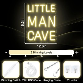 Little Man Cave Neon Sign Dimmable Neon Signs for Wall Decor Inspirational LED Signs USB Light Up Sign for kids Baby Boy Room Wall Decor Nursery Bedroom Playroom Decoration Essentials