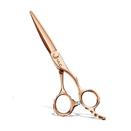 ULG Professional Hair Cutting Scissors with Luxury 18K Rose Gold Finish 6.5" Barber Scissors 440C Japanese Stainless Steel Hand-Honed Razor Sharp Blades Offset Handles Tension Adjustable, Right-Handed