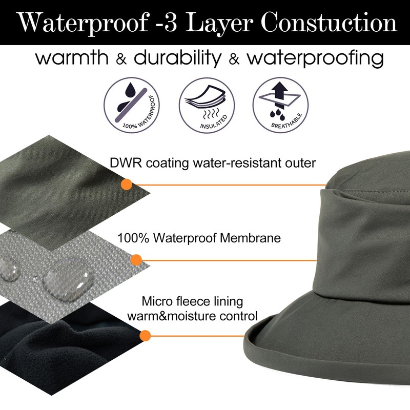 Comhats Foldable Women's Rain Hat Sun Hat Waterproof Hat with