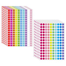 2040pcs Square Round Colored Dot Stickers Colorful Coding Label Sticker Removable Sticky Labels Stickers Dots for Toddlers Students Office Classroom (12 Sheets)