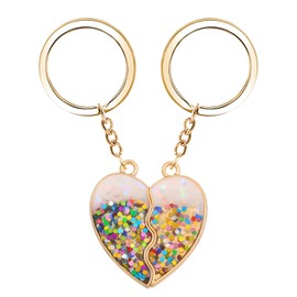 Best Friend Keyring for 2 Girls, 2 PCS Kids Heart Matching Friendship Keyring Magnetic Meaningful BFF Keyring Gifts for Birthday Christmas Graduation