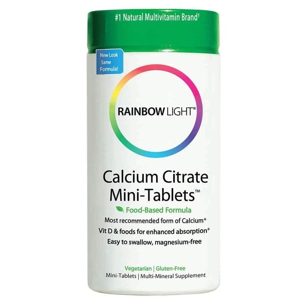 Rainbow Light - Food Based Calcium Citrate Mini-Tablets with Vitamin D3 Supplement (2 Packs of 120 MiniTablets) - Supports Bones and Teeth, Enhances Calcium Absorption- Vegetarian, Gluten Free