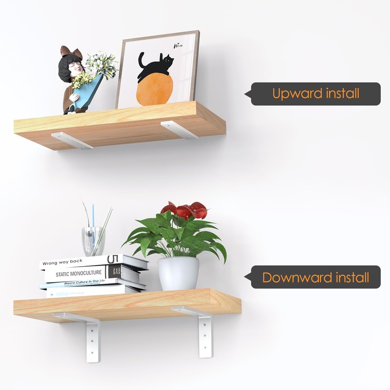 White Floating Shelf Bracket 12 Inch, 6 Pack Heavy Duty