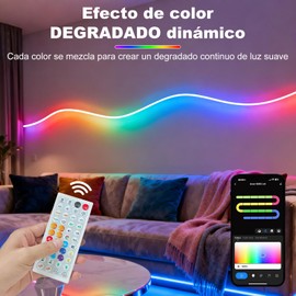 Luces de Cuerda de Neón Led RGBIC, Tira de Luz LED Cob De 16,4 Pies / 5M Tira de LED Impermeable IP67 CRI 90+ Para Dormitorio, Juegos, Fiestas, Decoración Al Aire Libre (RGB+IC, 5M)