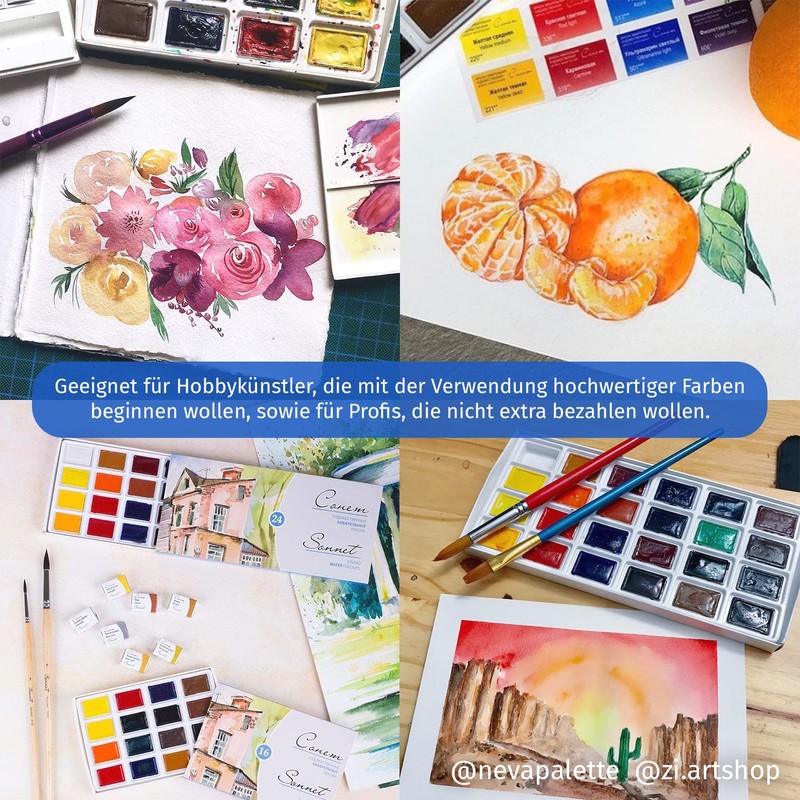 Sonnet Watercolour Paint Set, Box of 24 Vivid Studio Watercolour