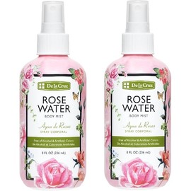 De La Cruz Rose Water Spray, No Parabens or Artificial Colors, Vegan, Made in USA 8 FL. OZ. (2 Bottles)