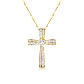 yoalincy Moissanite Cross Necklace for Women Sterling Silver Twisted Cross Pendant with 5A Cubic Zirconia Birthday Jewelry Gifts for Women Wife