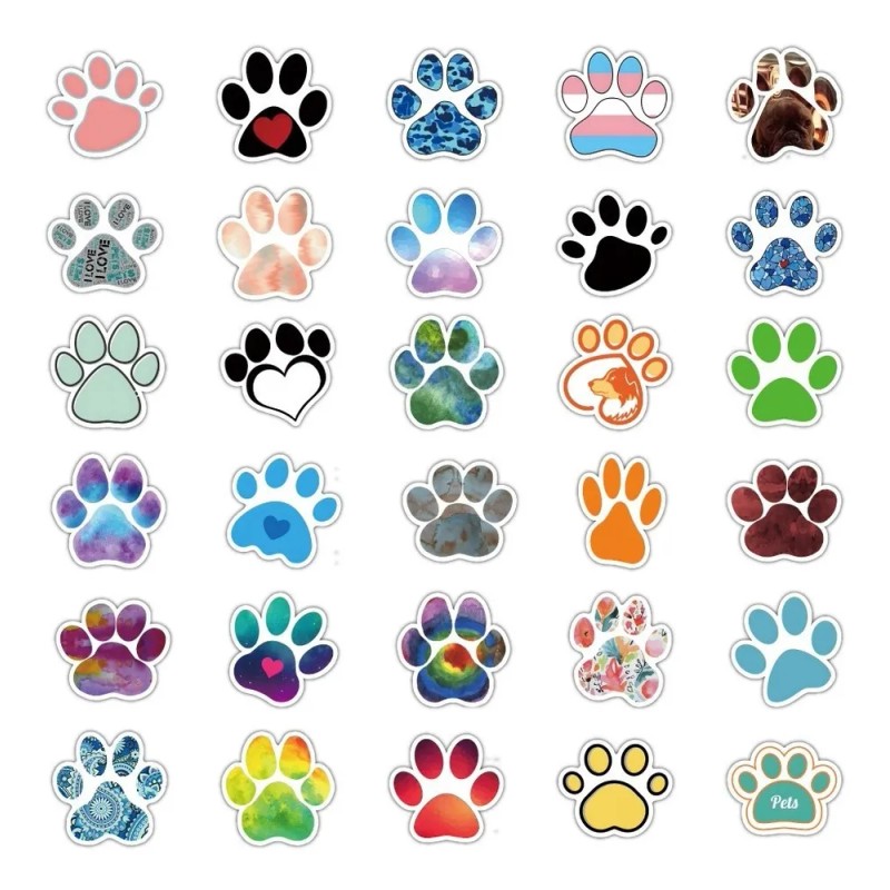 Patitas Perrito 60 Calcomanias Stickers De Pvc Contra Agua
