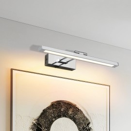 Hardwired Picture Light Chrome LED Dimmable Modern Picture Lights for Paintings 15.7 Inch Long Swing Arm Art Lights 3000K-6000kLamp Sizes: Middle, Lamp Power(W): 3, Body color: Chrome