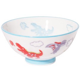 Minoru Pottery Kids Bowl Dinosaur White 4965583706199