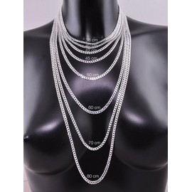 CC-Style - Curb chain in 925 sterling silver - necklace without pendant - with jewellery box, Sterling Silver, Not Applicable