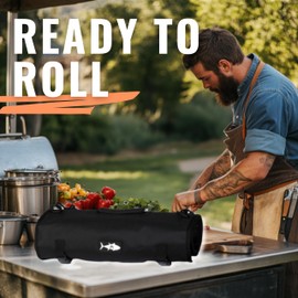 Durable Chef Knife Roll Bag – 12 Pockets for Knives & Tools, Tough and Water-Resistant 600D Nylon, Ready for Any Kitchen Adventure (Black)
