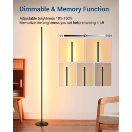 DEWENWILS Floor Lamp, Set of 2 LED Corner Light Works with Foot Switch, 1100 Lumen Dimmable Floor Lamp with 3000K Warm White, 57.5" Tall Standing Lamp for Living Room, Bedroom, Office (Black)