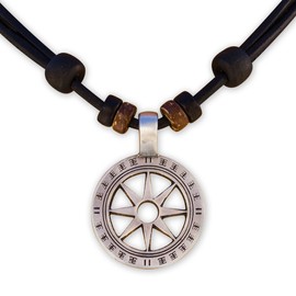HANA LIMA ® Surfer Necklace Leather Chain Men's Necklace Women's Necklace Metal Pendant Compass, Leather, No Gemstone