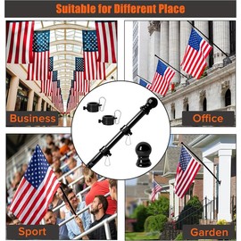 "GRAB IT NOW" Flag Poles for Outside House Stainless Steel Metal Black Flag Pole kit Tangle Free Residential Heavy Duty for Truck